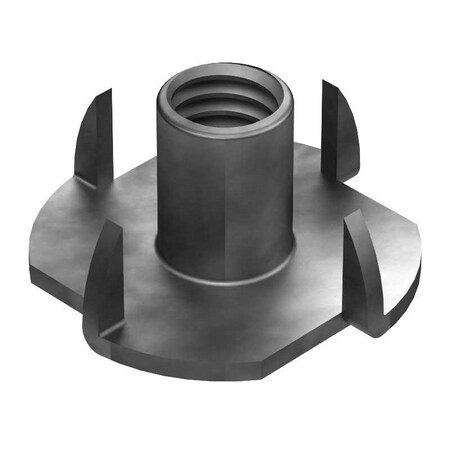 Huyett T-Nut, 4 Prongs, 1/4-20, Steel, Zinc Clear Trivalent, 0.437 in Barrel Ht NUTT02-0250-0437S3